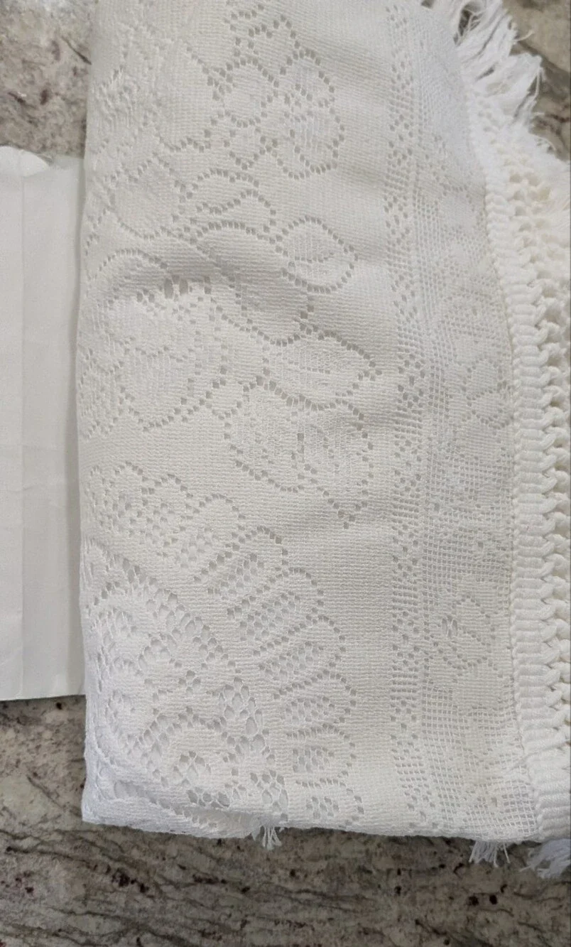 Oxford House Somerset Rose Lace Bedspread Coverlet White Lined Fringe Twin NWOT